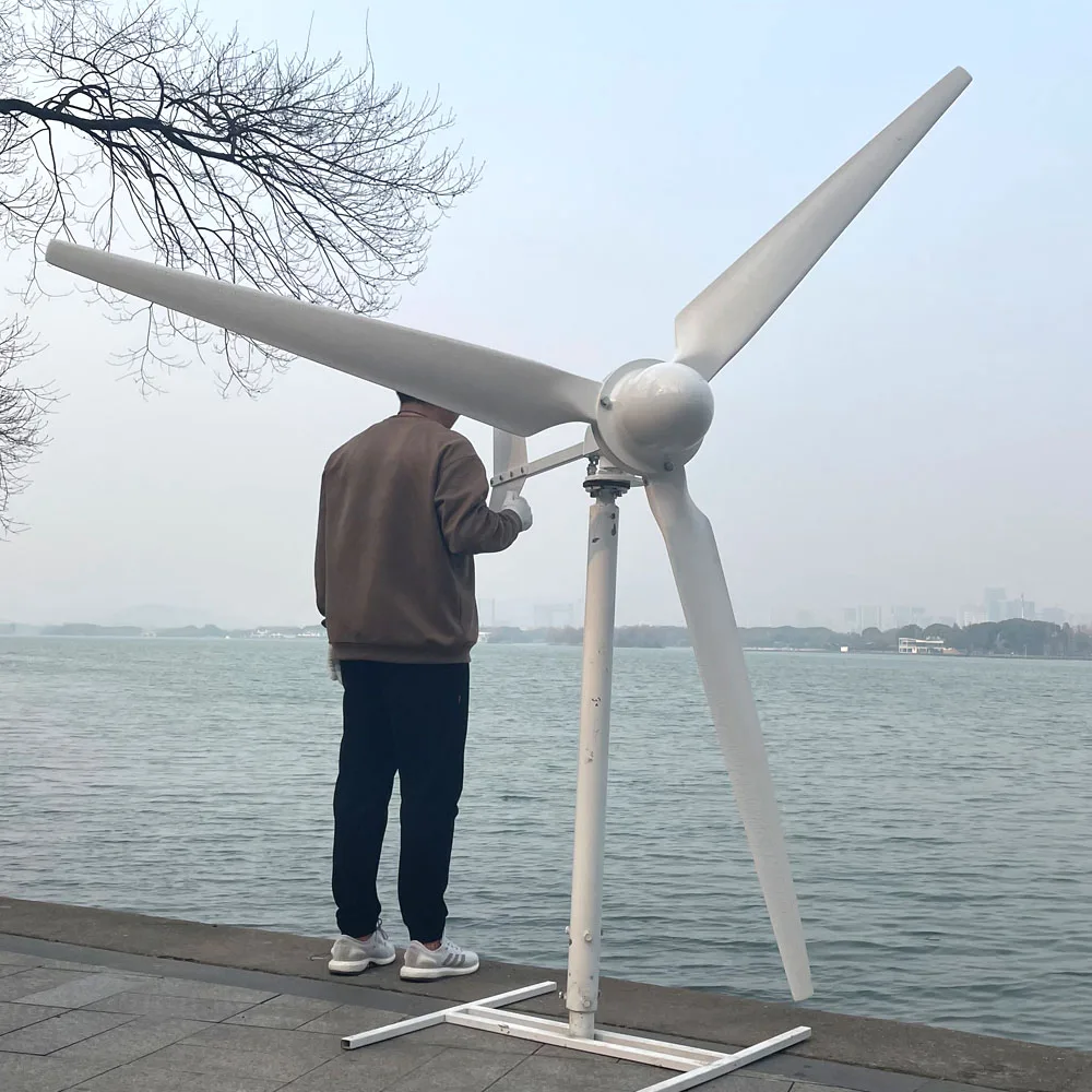 Free Energy 8KW 10KW 48V 96V 120V 220V Horizontal Wind Turbine Generator With Controller Low RPM Windmill For Farm Home Boat Use