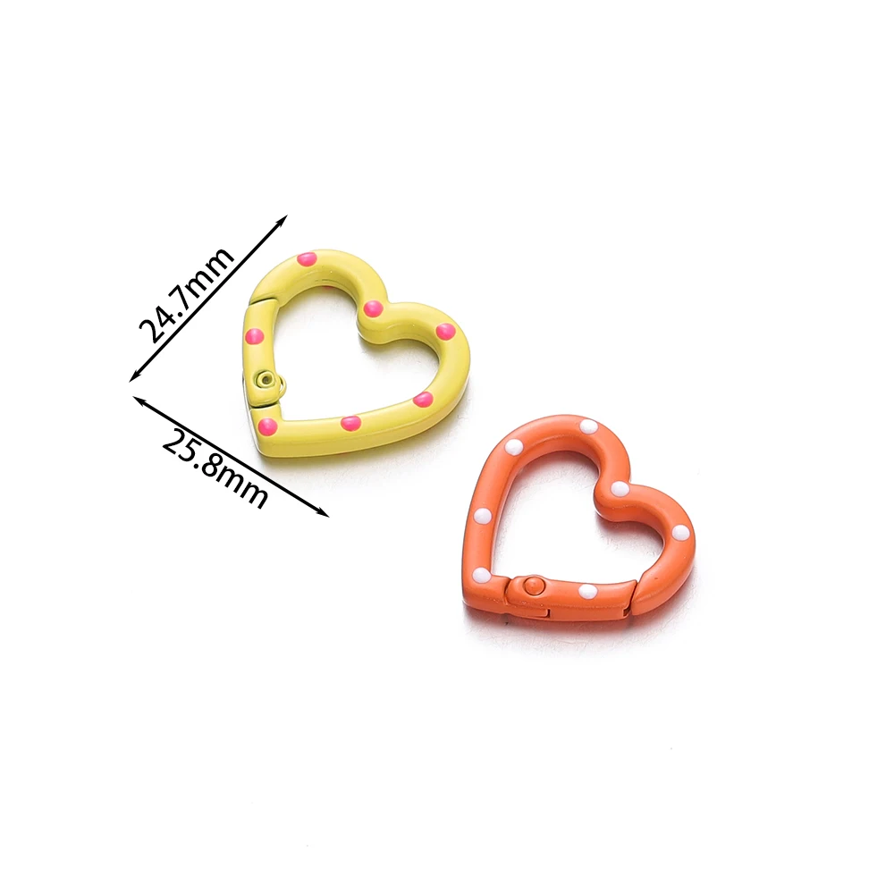 Metal Alloy Heart 5Pcs/Lot Ring Spring Clasp Carabiner Keychain Clips Hook Dog Chain Diy ddmysmile Jewelry Buckle Connector Supplies Smile