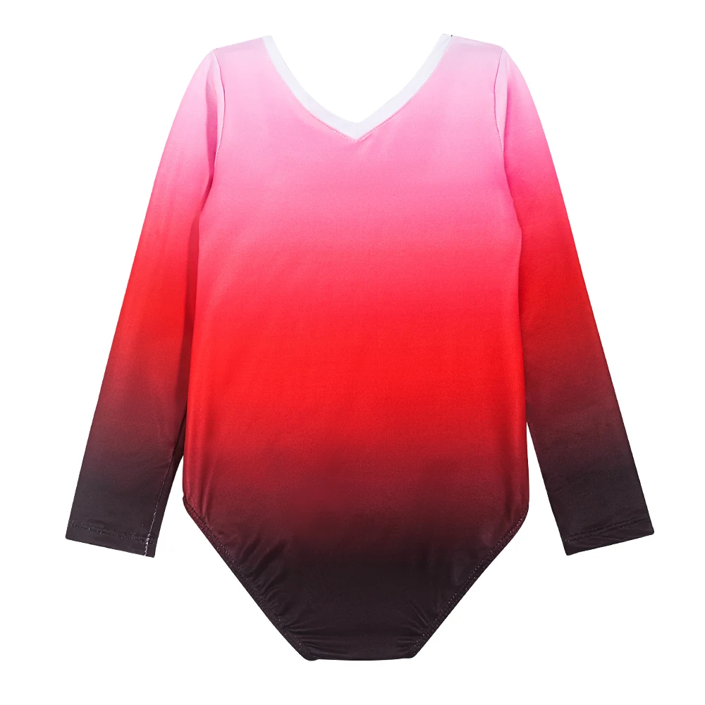 Girls Gymnastic Leotard Long Sleeve Color Gradient Sparkly Ballet Dance One Piece new Outfit Dancing 2025 Activewear for Kids
