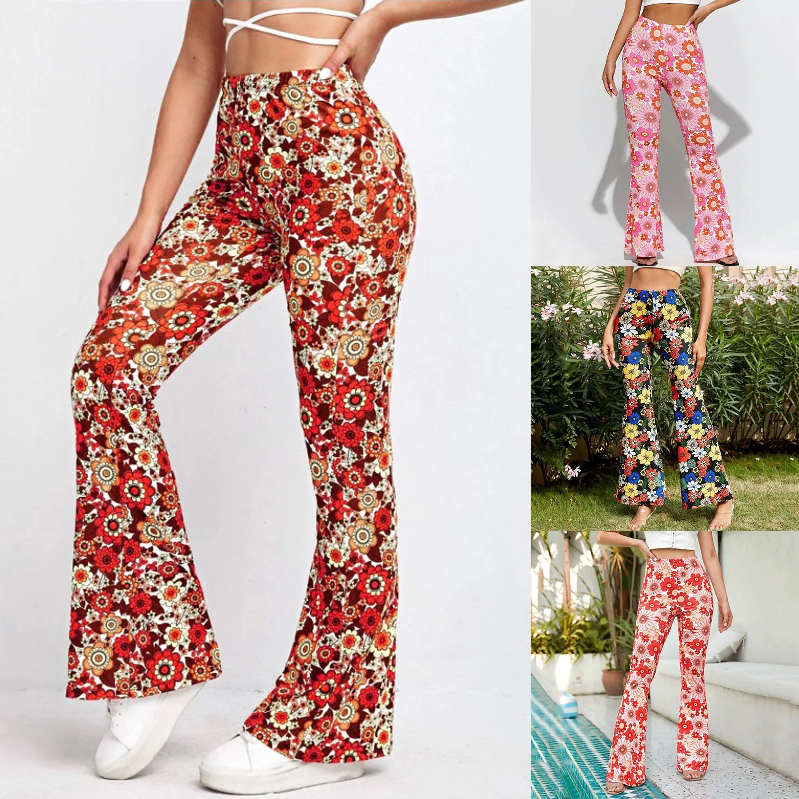In Sweatpants Women New Plus Size Casual Sports Floral Prints Flared Trousers Women Clothing Pantalones De ddmysmile Mujer Free Shipping Smile