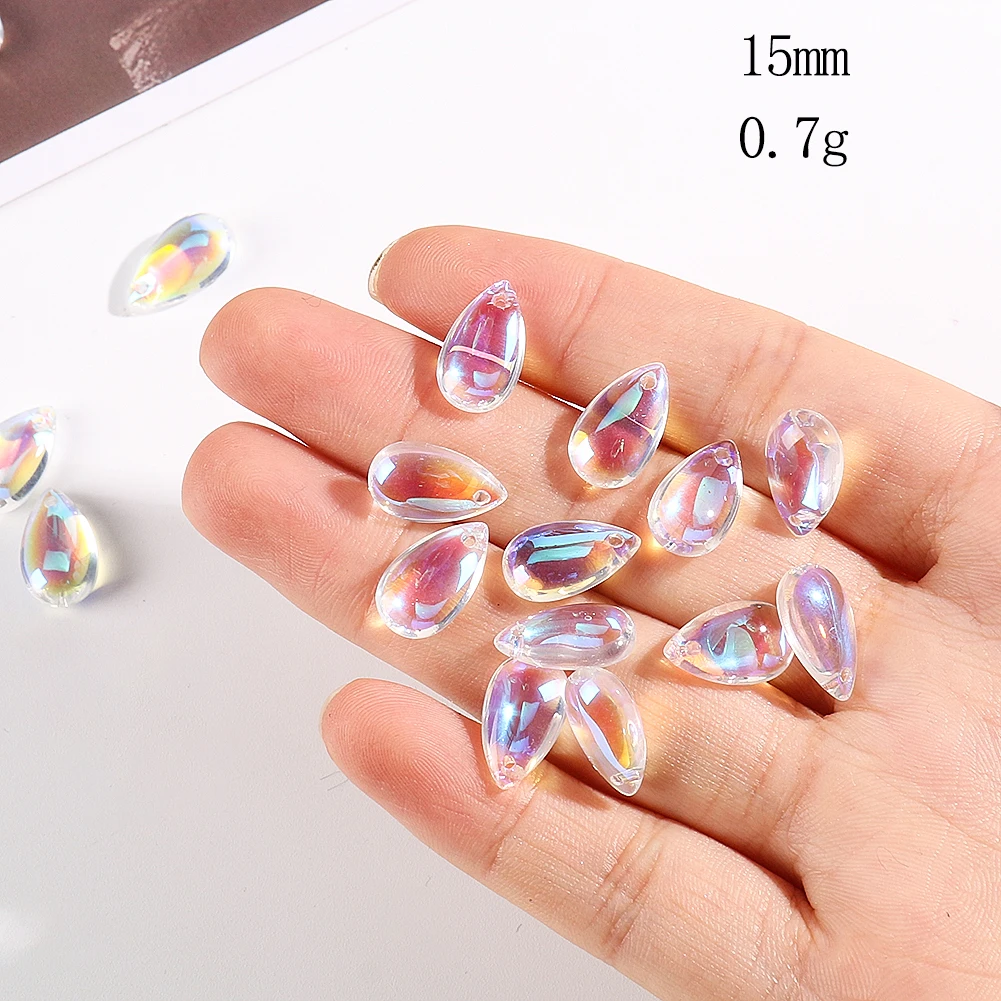 Color AB 20PC Rainbow Angel Tears Crystal Prism Earrings Necklace Jewelry Pendant Aurora Sun Catcher Chandelier Streamer Decor smile