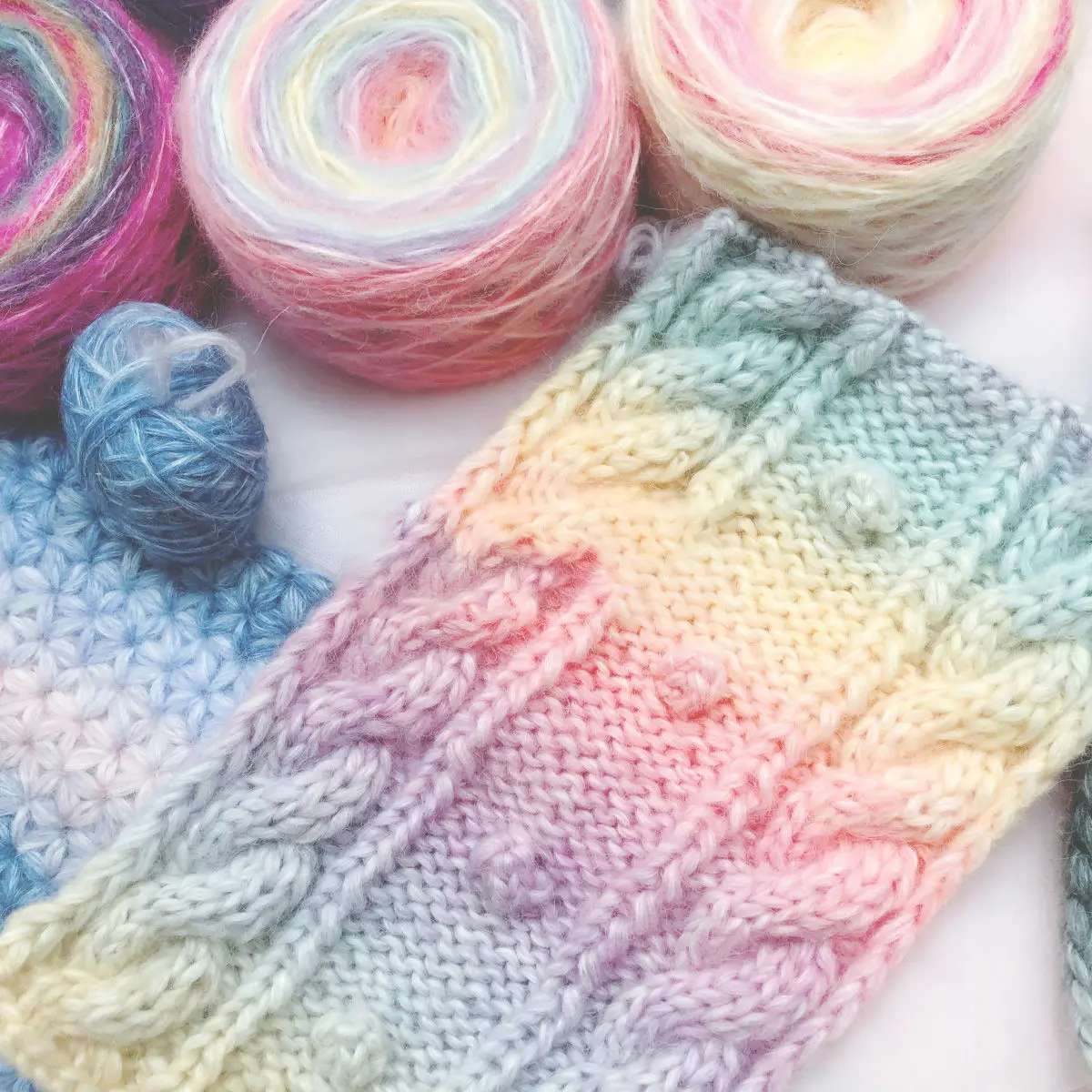 Gradient Candy Color Hand Knitted Wool Mohair Yarn Blend Yarn Winter Crochet Line DIY Knitting Sweater Scarf For Holiday Gifts