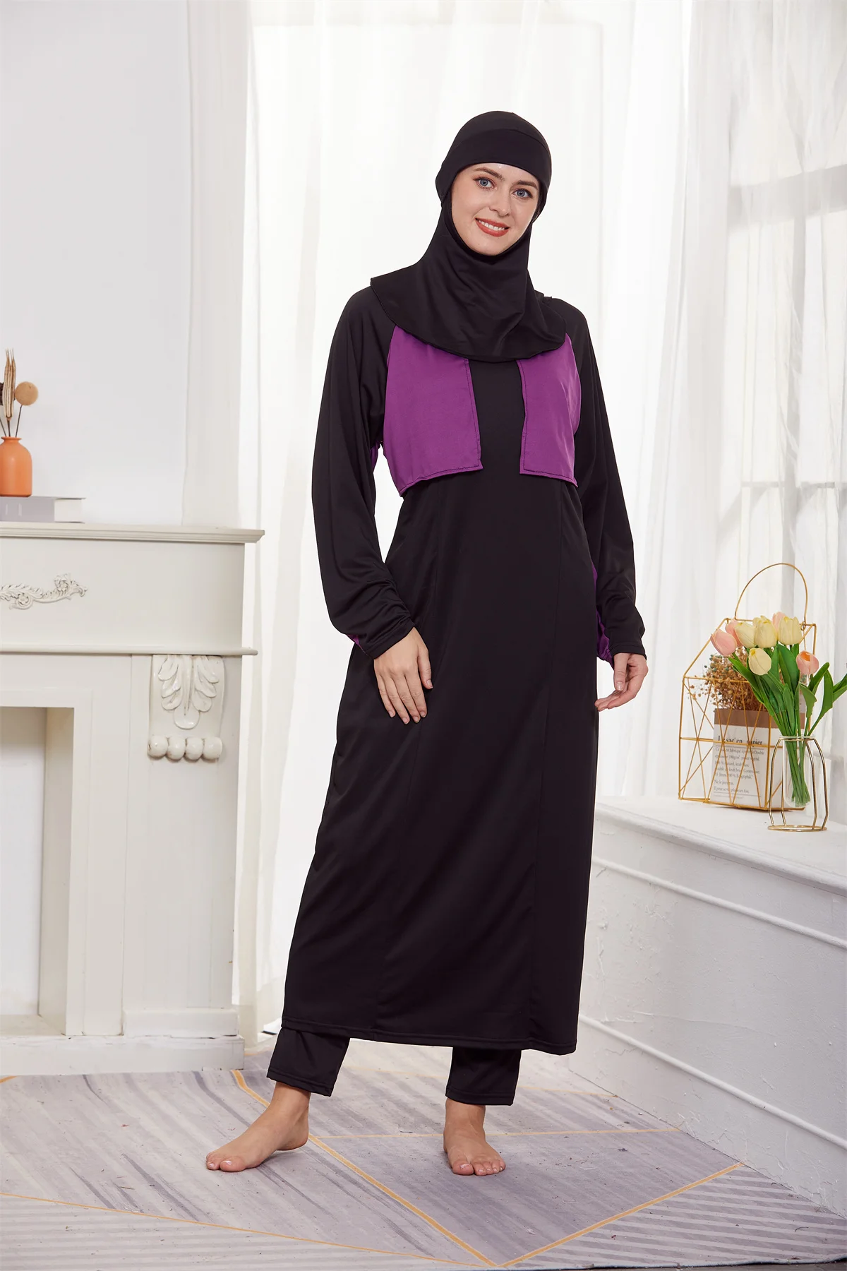 3Pcs Burkinis Islamic Muslim Beach Bathing Full Cover Swimwear Swimsuit With Swimming Hijab Cap Arab Modest ddmysmile Beachwear Smile