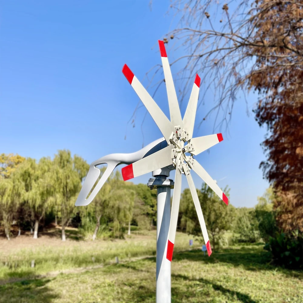Factory 3000W Wind Turbine Generator 8 Blades Alternator Three-Phase Vertical Axis Windmill With Mppt Controller
