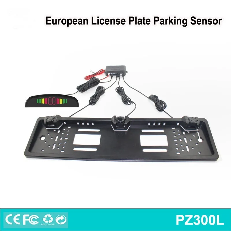 Car Parking Sensors Parktronics European License Plate Frame Reversing Radar Radar System with 3 Sensors EU Plate Frame