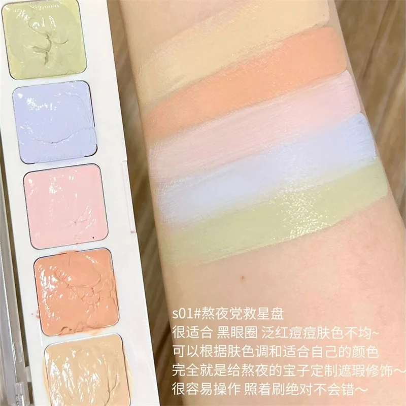 ddmysmile Palette 5 Colors Concealer Long Lasting Cover Dark Circles Acne Pores Cream Shading Highlighter Moisturize Face Cometics Smile