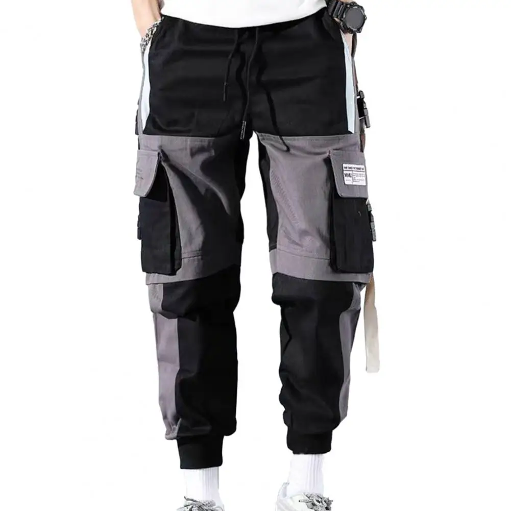 Loose Fit Multi-pocket Cargo Trousers Streetwear Ninth Pants Stylish Men's Cargo Trousers with Multi Pockets Crotch for Warmth