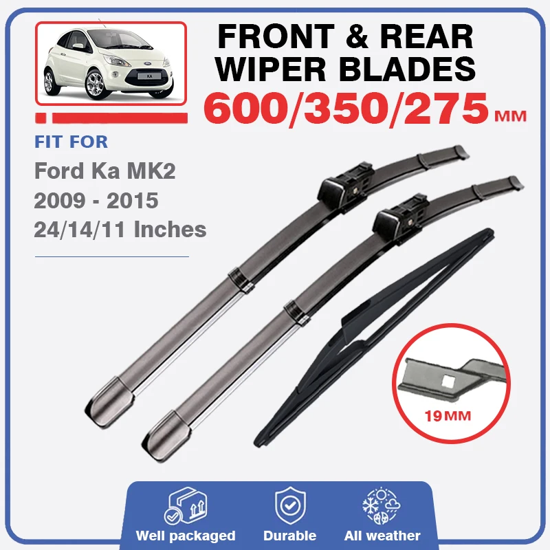 Front Rear Wiper Blades For new 2025 Ford Ka 2 2009 - 2015 Windshield Brush Cutter Windscreen Car Accessories 2010 2011 2012 2013 2014