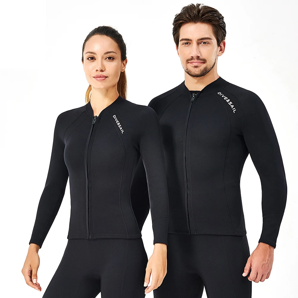 DIVE 2MM Premium SAIL Diving Suit For Men Women Wetwuit Pants Split bodyJacket-pants Neoprene Swimwear Black Keep Warm Black smile