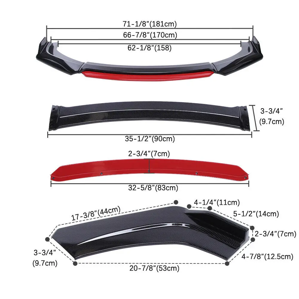 Car Front Bumper Lip Auto Chin Spoiler Splitter Diffuser Body Kits Scratch Trim Air Dam For Honda Accord 8th 2008-2010