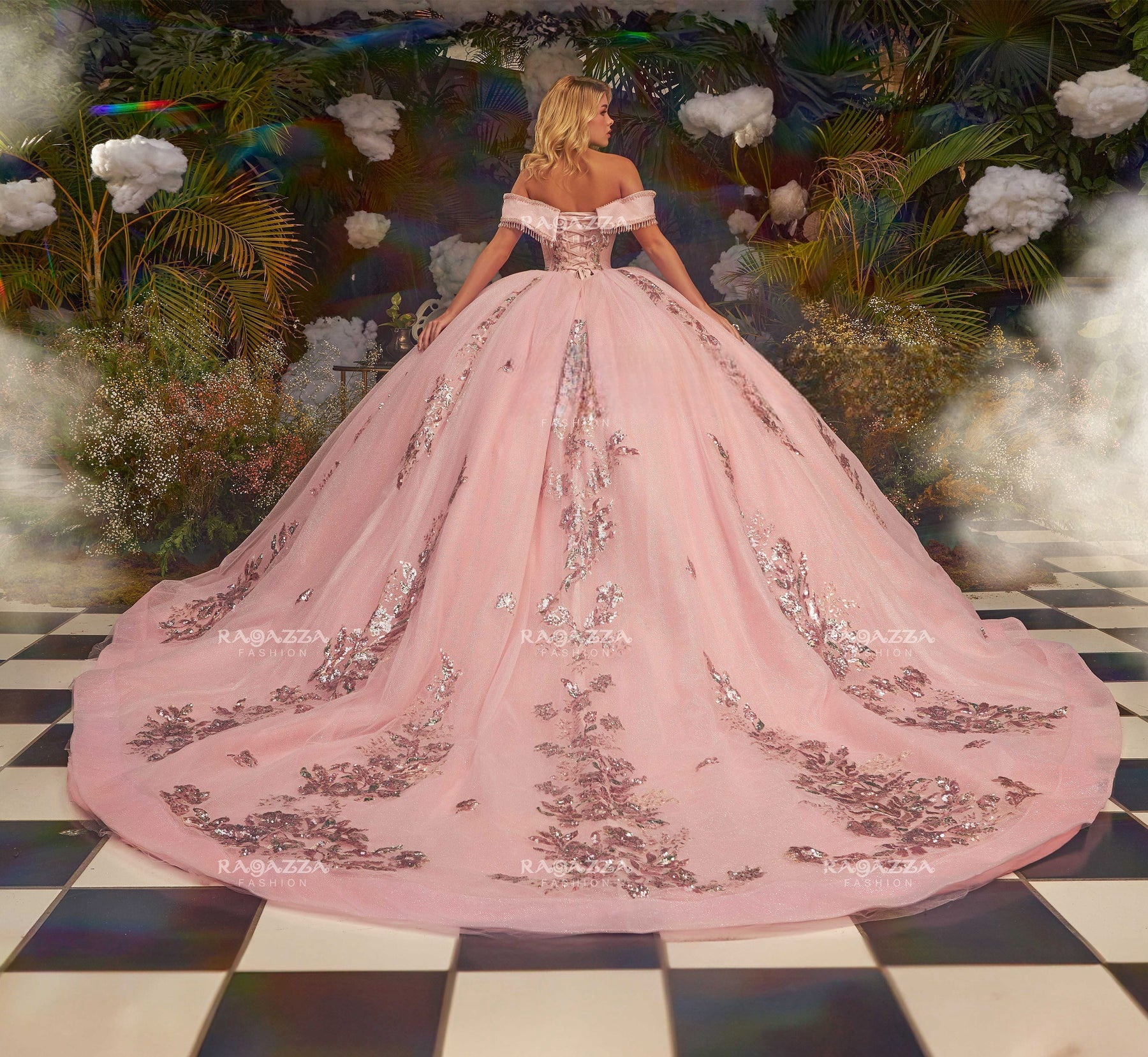 Pink Mexican Quinceanera Dresses Ball Gown Off The Shoulder Tulle Appliques Puffy Charro Sweet 16 Dresses 15 Anos