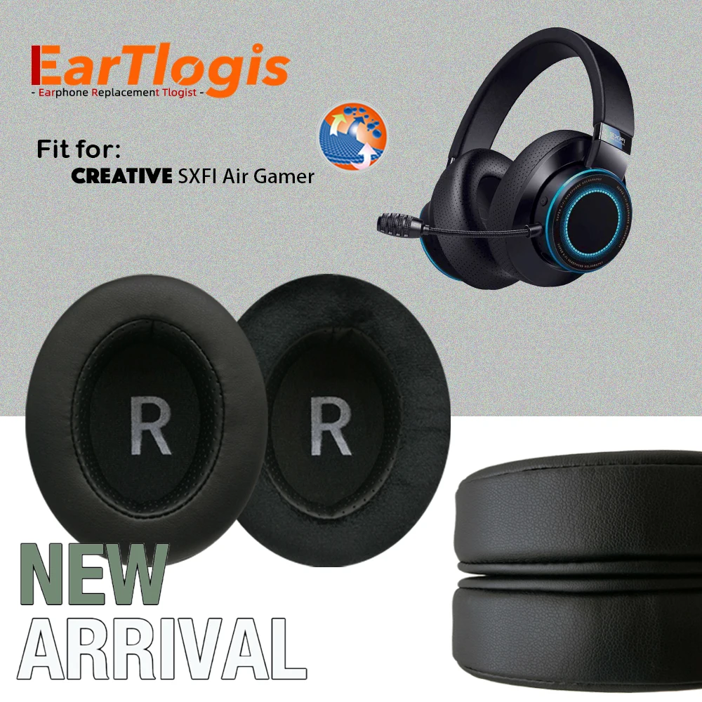 Pads EarTlogis Replacement Ear for Creative SXFI Air Gamer Headphones Thicken Memory Foam Cushions Oval Headset Earmuff smile