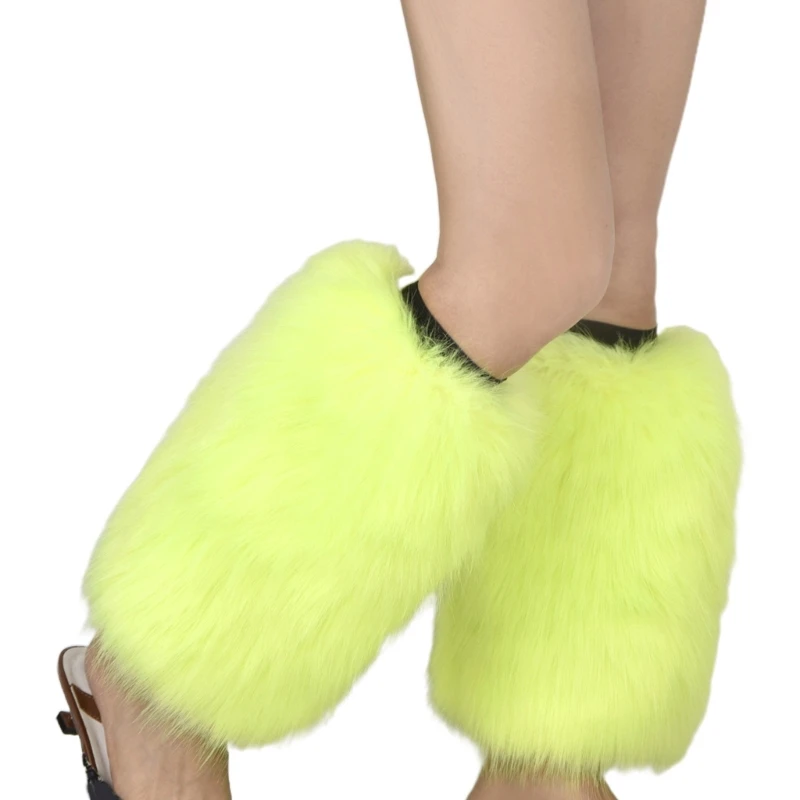 new 2025 Women Winter Vibrant Furry Leg Warmers Haruku Warm Leggings Cuffs Covers Faux Fur Calf Socks Partywear