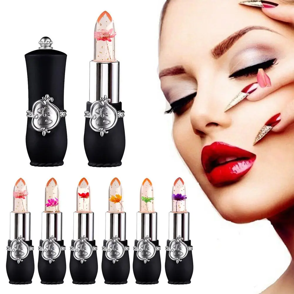 Transparent Lasting ddmysmile Flower Lipstick Moisturizer Crystal Jelly Lipsticks Temperature Color Changing Lip Balm Lips Care Smile