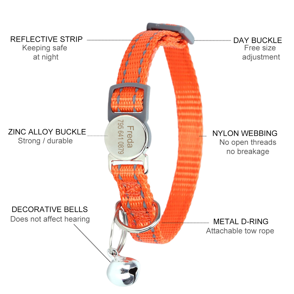 Custom Dog Collars Personalized Nylon Puppy Collars Free Engraving Nameplate ID Tags Dog Accessories Cat Collars Kitten Collar