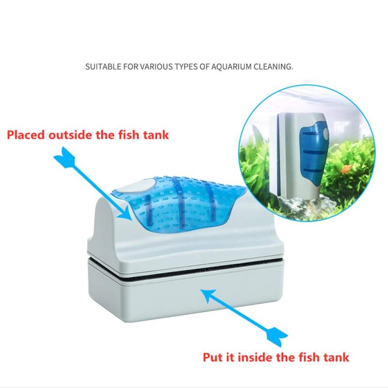Magnetic Fish 2In1 Aquarium Tank Brushes, Glass Window Algae Cleaners, Cleaners, Brushes, Plastic Sponge Accessories smile Brushes, Cleaners, Cleaners