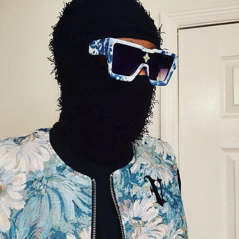 Fleece Fuzzy Balaclava Distressed Knitted Caps Full Face Ski Mask Men Camouflage Balaclava Ski Balaclava Beanies Men Hat Outdoor