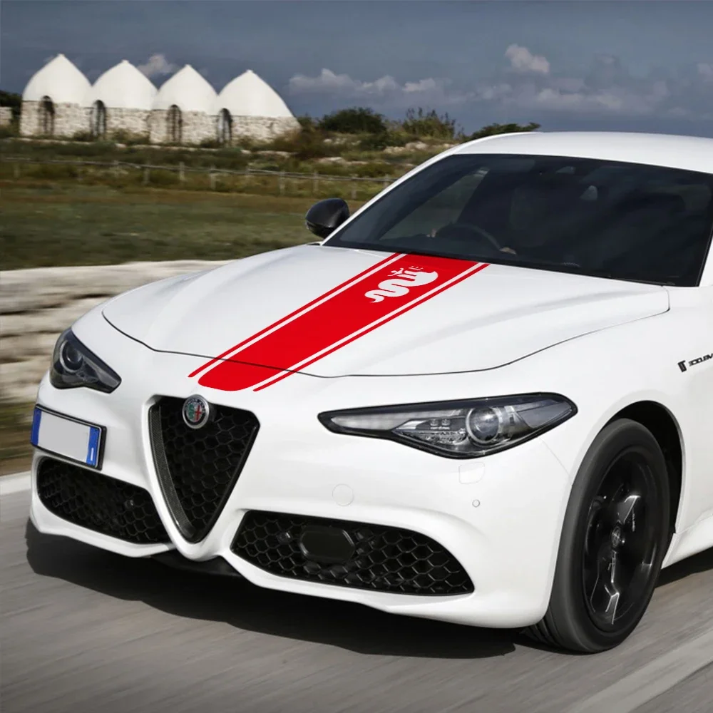 Cover Auto Decals Hood Sunscreen Car Bonnet Stickers for Alfa Romeo Giulia Giulietta 159 156 MITO Steio 147 Sportiva Duetto GT smile