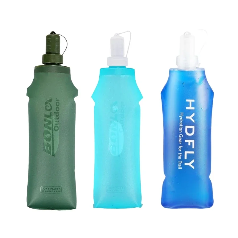 500ml 2025 Food Grade Portable Soft Water new Bottle Outdoor Sports Portable Silicone Water Nozzle Cycling and Running Waterbottle Bag