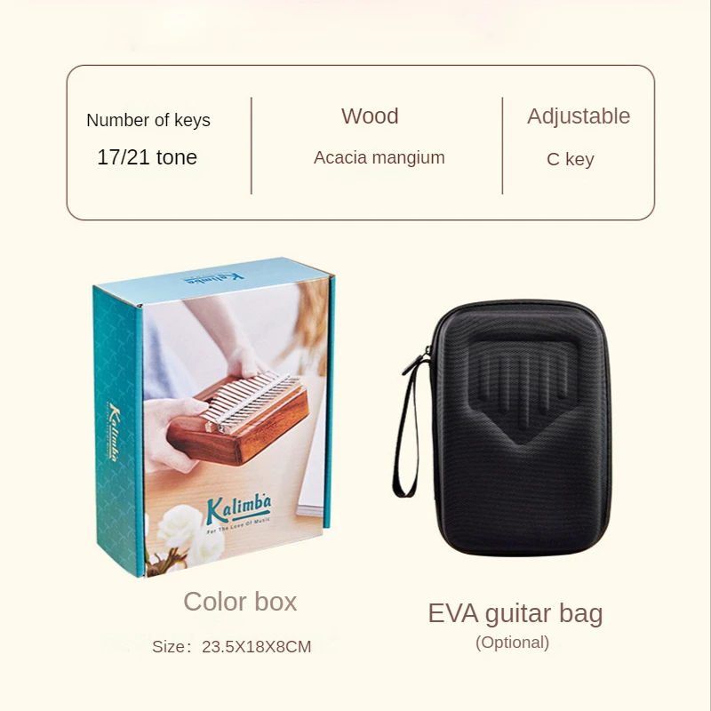 Kalimba 17 Wood Acacia 21 Key C Tone Finger Piano with Accessories Beginner Calimba Thumb Piano Keyboard Musical Instrument Gift smile