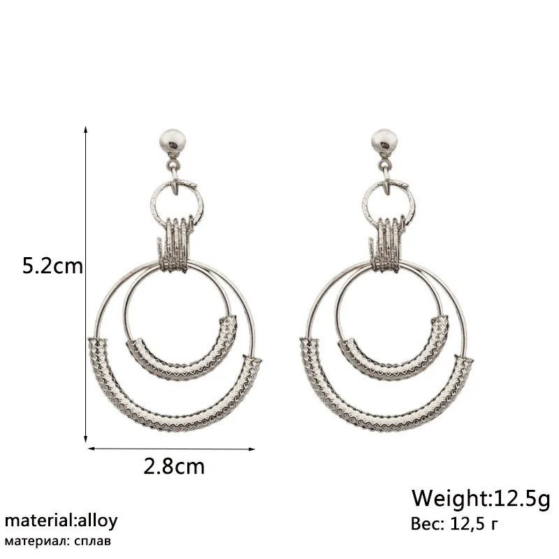 Exaggerated Hanging New Tube Earrings Multi-layers Metal Round Pendants Dangle Earrings for Women oorbellen voor vrouwen smile