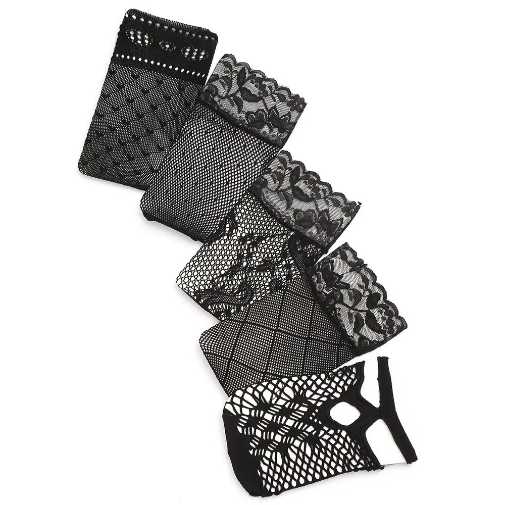 5/10/20 Pairs Vintage Lace Women Socks Summer Mesh Elastic Transparent Ankle Socks Lolita Women Versatile Fishing Net Black Sock