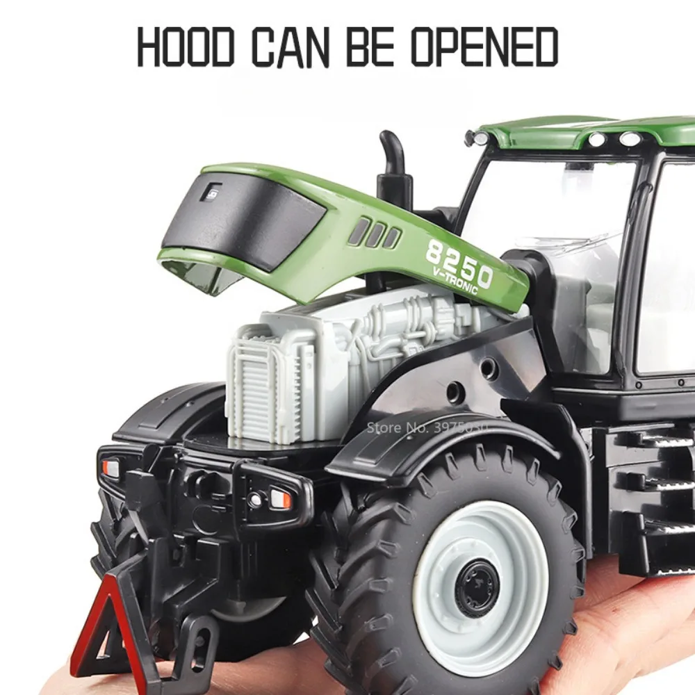 1/30 Scale Alloy Tractor Toy Model Diecast Agricultural Vehicles Farming Tool Car Cultivated Land Car Model Sound Kids Toys Gift