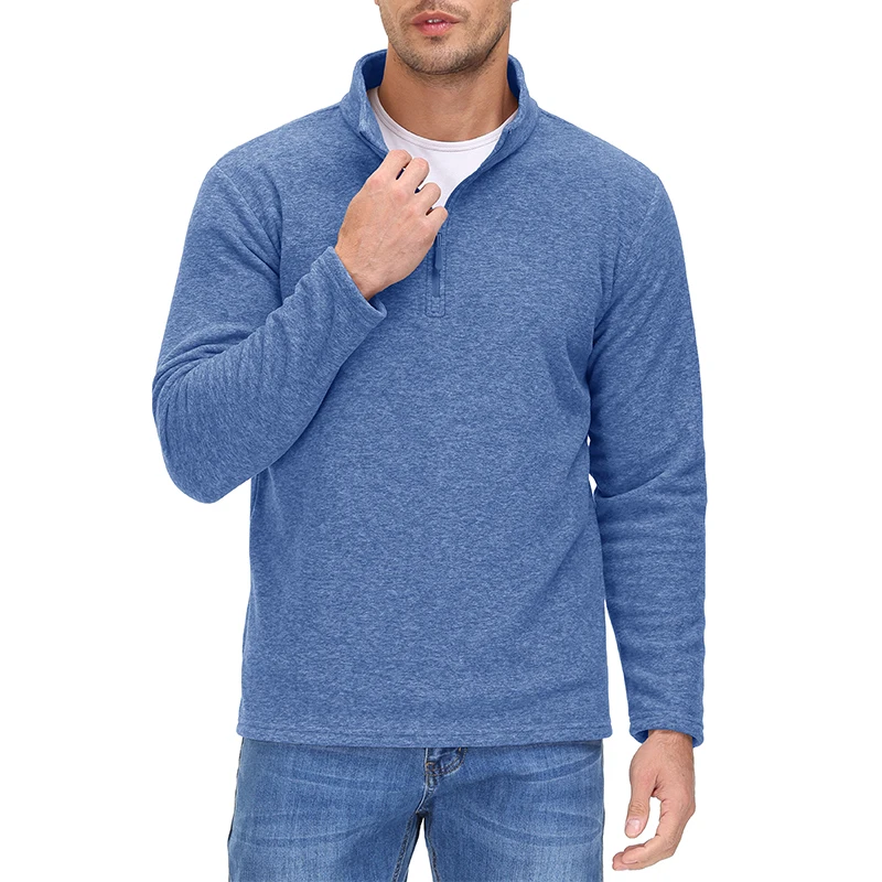 Men's Sleeve MAGCOMSEN Long Fleece T-Shirt 1/4 Zip ddmysmile Stand Collar Pullover Tops Spring Windproof Warmth Hiking Workout Sweatshirts Smile
