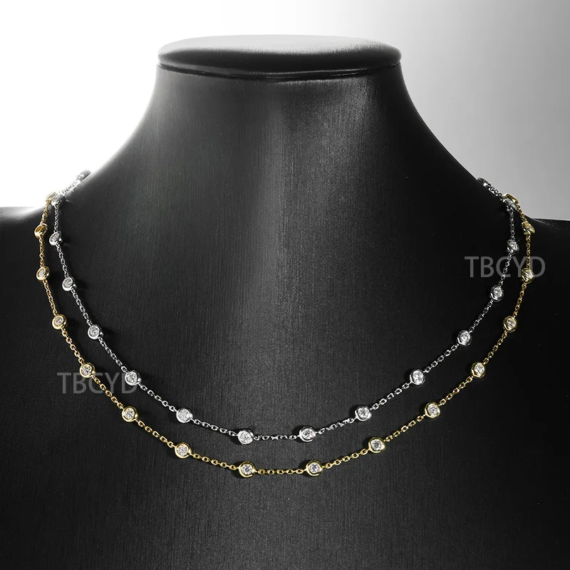 D Color 3/4/5mm TBCYD Moissanite Choker Necklace For Women S Sier Round Cut Dia Bubble Neck Chain Party Jewelry Gifts smile
