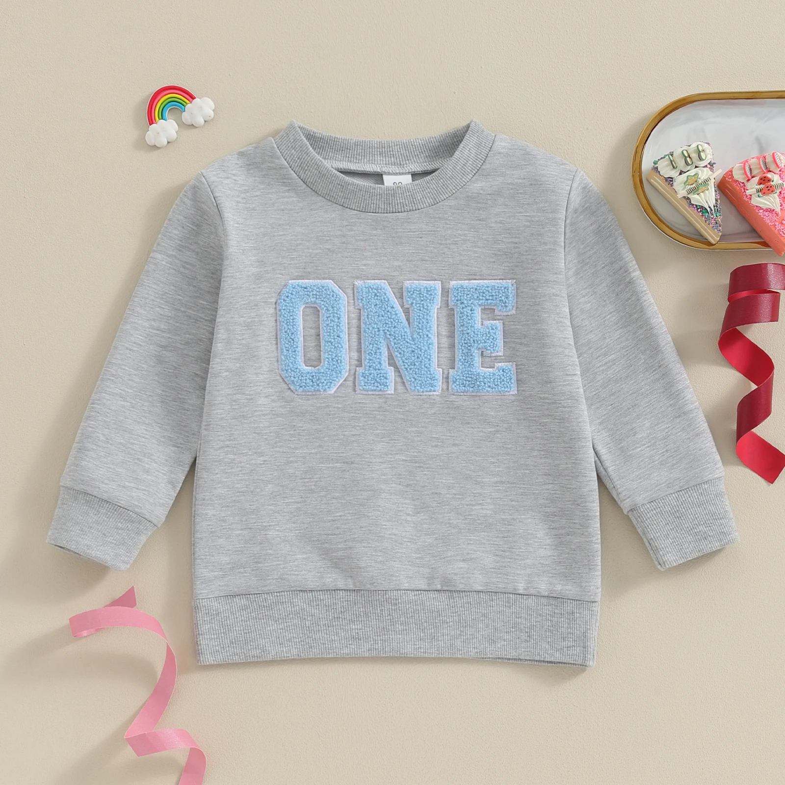 FOCUSNORM 1-5Y Toddler Kids Boys Girls Birthday Sweatshirt 2 Colors Letter Embroidery Long Sleeve Pullovers Autumn Tops