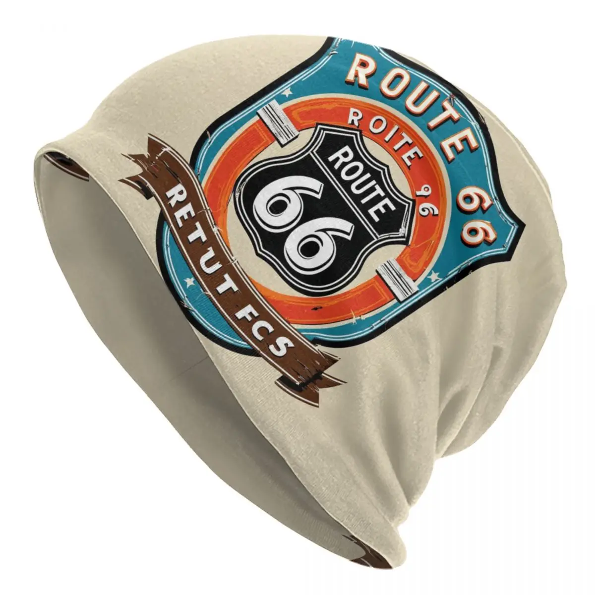 Ride The Route 66 Bonnet Hat Knitting Hats Men Women Cool Unisex Biker Motorcycle Cruise America Highway Winter Warm Beanies Cap