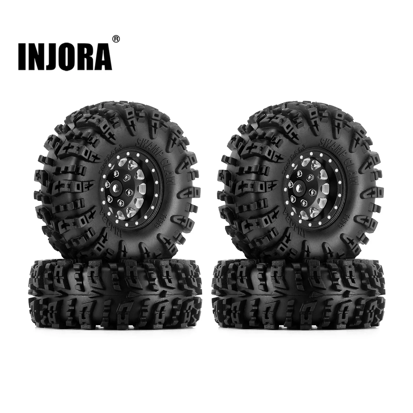 INJORA Swamp Claw 70*27mm S5 Mud Terrain 1.3" Wheel Tires Set for 1/18 1/24 RC Crawler Car