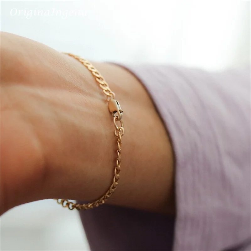 Curb 14K Gold Filled Chain Bracelet Minimal Bracelet Handmade Jewelry Tarnish Resistant Jewelry Hypoallergenic Bracelet smile