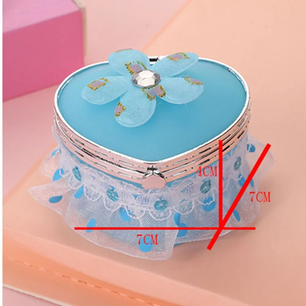 Cute Love Travel Organizer Make Up Mirror Jewelry Storage Box Cosmetic Organizer Heart Shape Jewelries Case smile