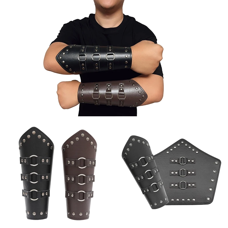 Wrist Knight Gauntlet Vintage Bracers with Rivet Decor Adult Cycling Wrist Guard Cosplay Bracers Halloween Supplies Wholesale smile