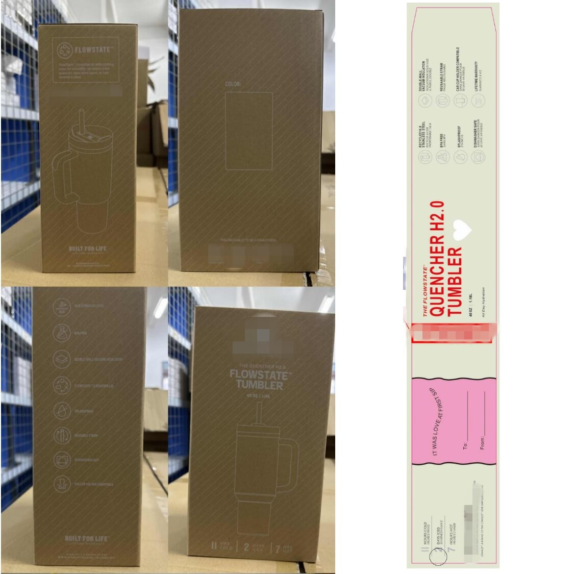 40oz Tumblers Cups Box with original logo handle lid and straw powder coating Car Mugs Vacuum insulated drinking Water Bottles new GG0612