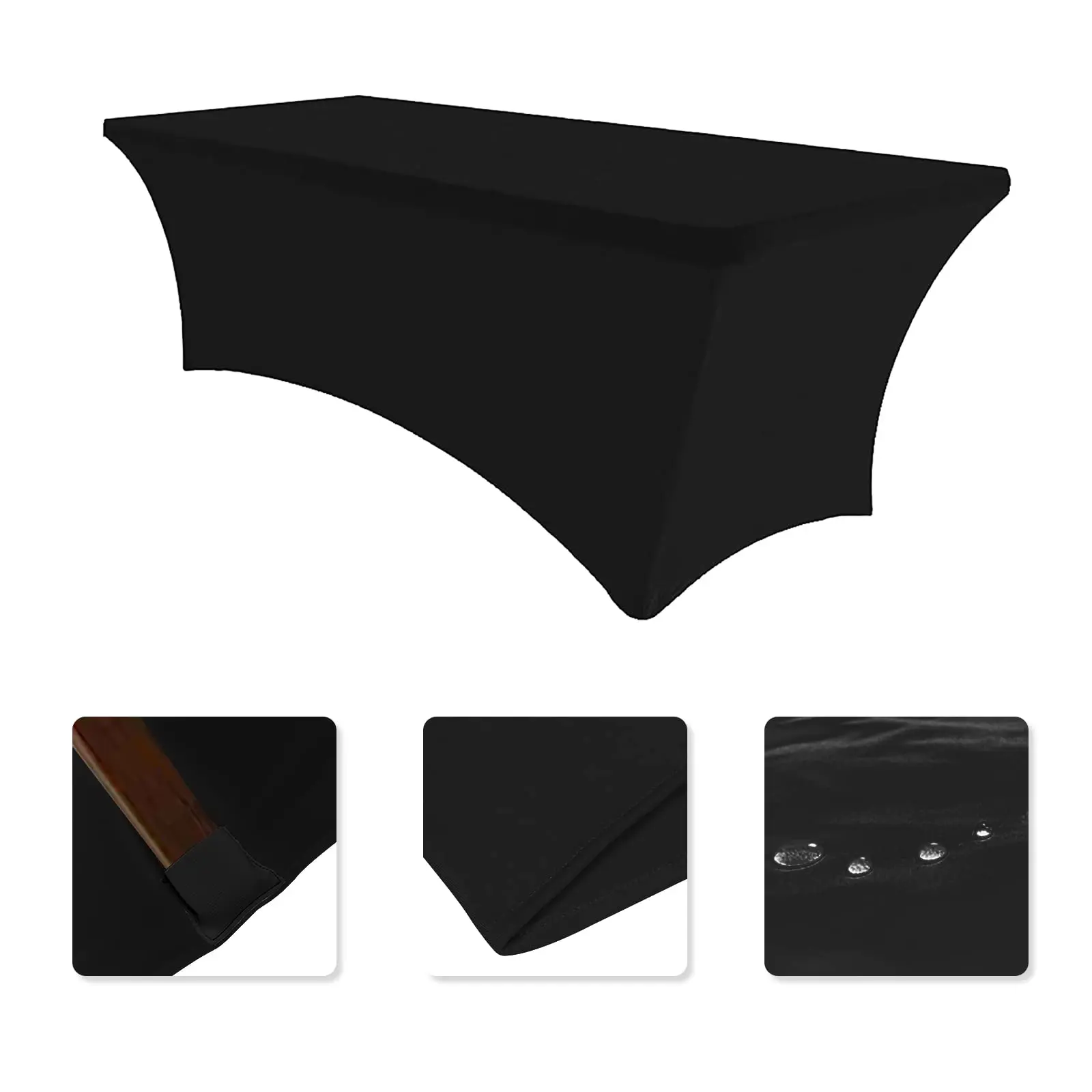 Spandex Table Cover,Fitted Rectangular,Stretchable Fabric,Lycra,Wrinkle-Free Tablecloth for Party,DJ,Tradeshows,Banquet,Cocktail