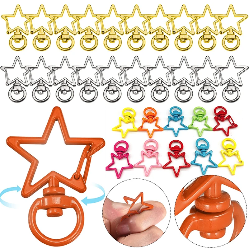 Star Shape Colorful 1/10PCS Keychains Lobster Clasps Hooks Key Chain Key Rings Spring Buckle for DIY Jewelry Accessories Finding smile