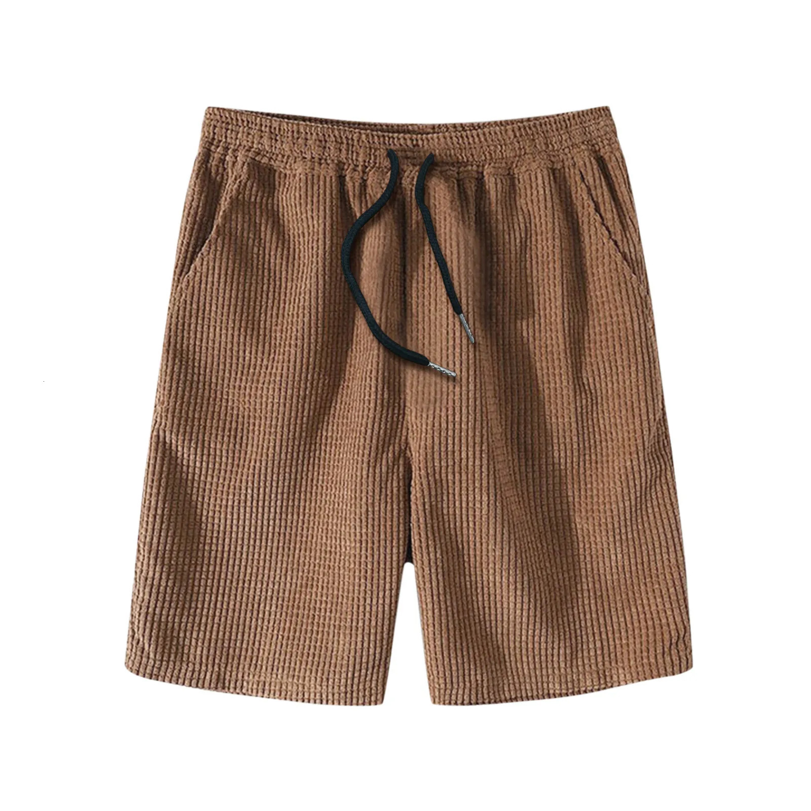 Male Corduroy Summer Sets Beach Short Sleeve Shirt Patchwork Drawstring Shorts Set With Pocket Men Suits Conjuntos De Hombre 240524