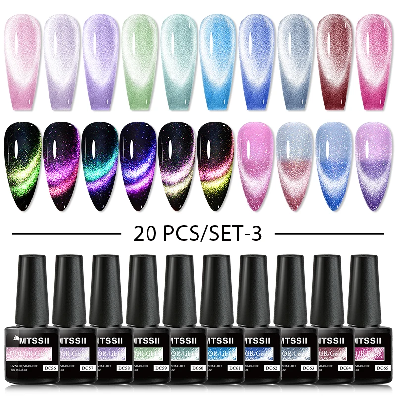 Gel Mtssii Nail 20pcs/set Polish 9D Reflective Glitter Cat Magnetic Gel Semi Permanent UV Gel Soak Off Nail Varnish smile