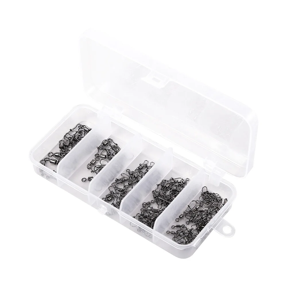 Set Fishing Connector 50/100/200Pcs Swivels Interlock ddmysmile Pin Snap Rolling Swivel For Fishhook Lure Carp Fishing Accessories Smile