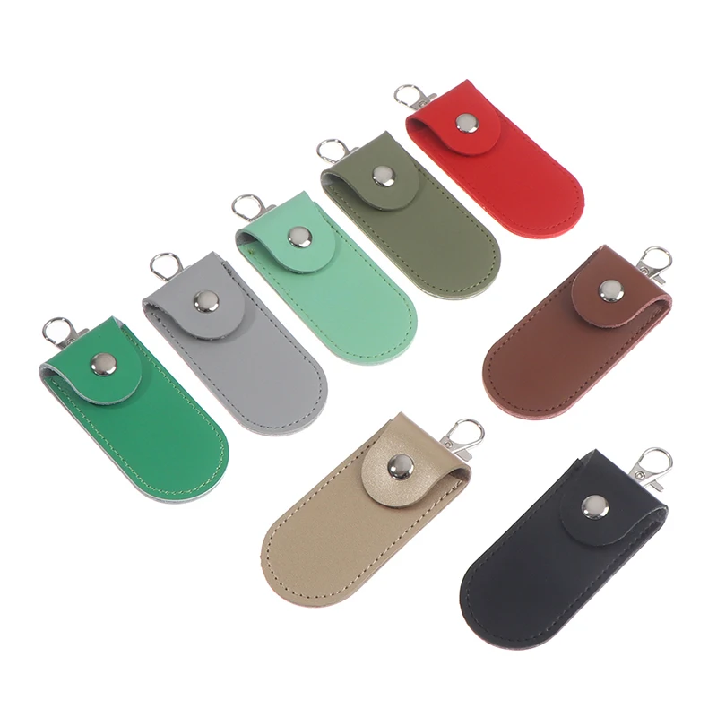 U Hasp Disk Leather Pouch Bag Case Protective Leather Key Ring For Usb Flash Drive Pendrive Memory Stick OTG USB Disk Bags smile