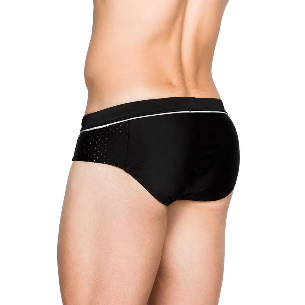 Men's Swimwear Sexy Slip Bikini Swim Briefs for Men Low Waist Black Men Shorts Mesh Cord Surf Beachwear