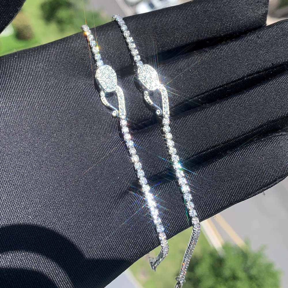 Bg CZ Tennis Bracelet for Women - Iced Out Snake Chain Hand Jewelry