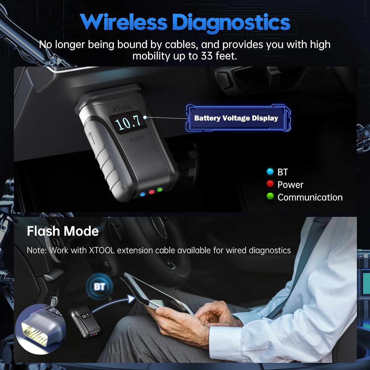 XTOOL Anyscan A30 OBD2 Bluetooth Diagnostic Tools works Android & IOS With Bidirectional Code Reader added CAN FD Free Update