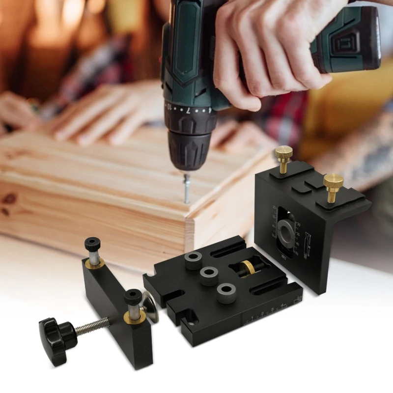 in 1 3 Doweling Jig Kit Pocket Hole Jig Drilling Guide Locator For Furniture Connecting Hole Puncher Tool For Woodworking smile
