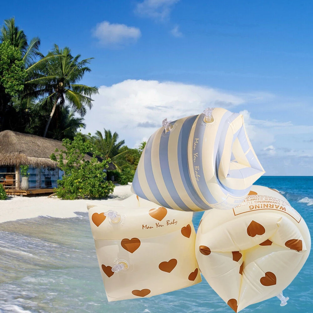 Arm Swimming Circle 1Pair Double Air Bag Iatable Swimming Pool Arm Floaters PVC Printed Adult Kids Swimming Accessories smile