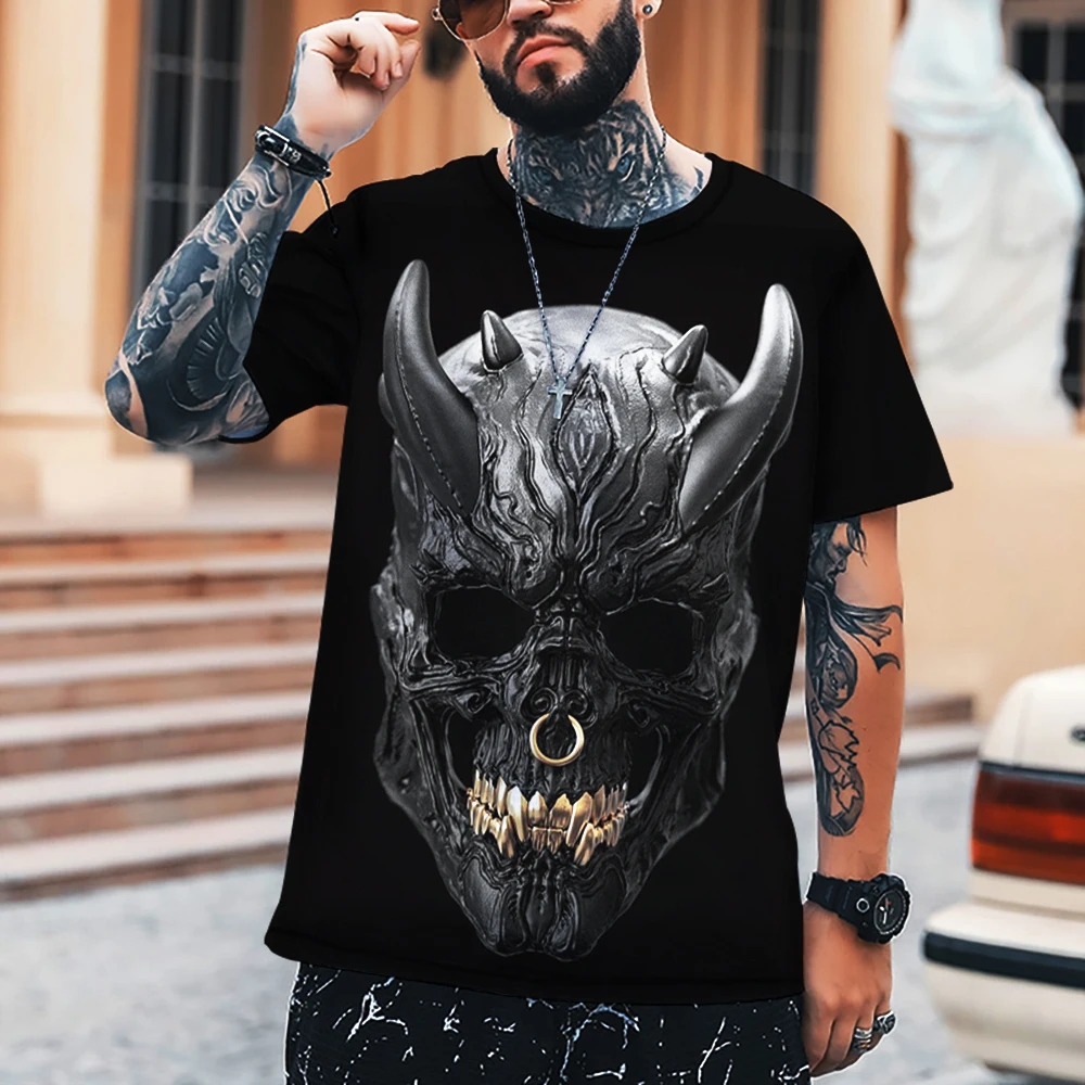 Oni T-Shirt 3D Men Samurai ddmysmile Mask Style Design T Shirt Ghost Face Summer Handsome Comfortable Breathable 2023 New Top Smile