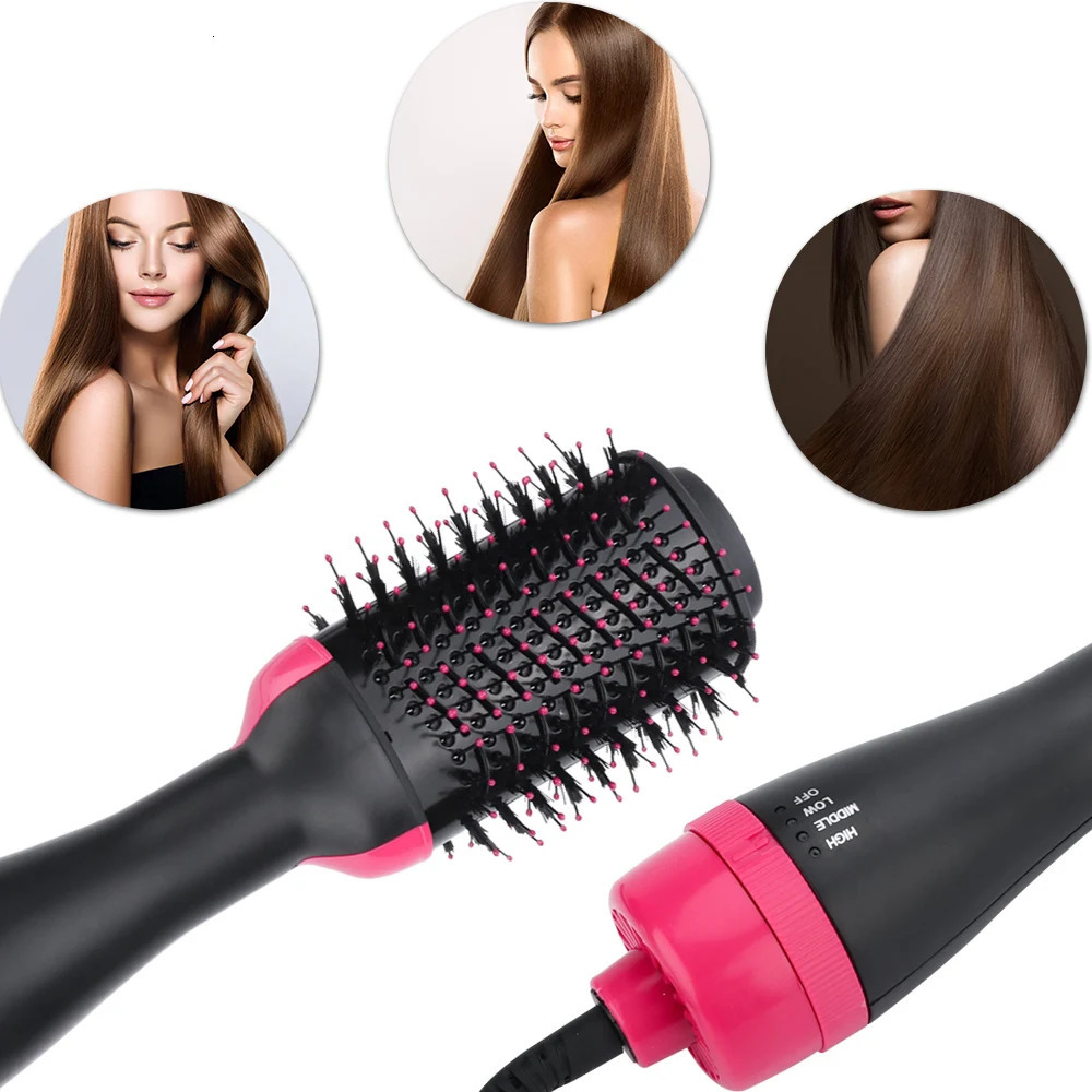 1000W Hair Dryer Air Brush Styler and Volumizer Hair Straightener Curler Comb Roller One Step Electric Ion Blow Dryer Brush 240527