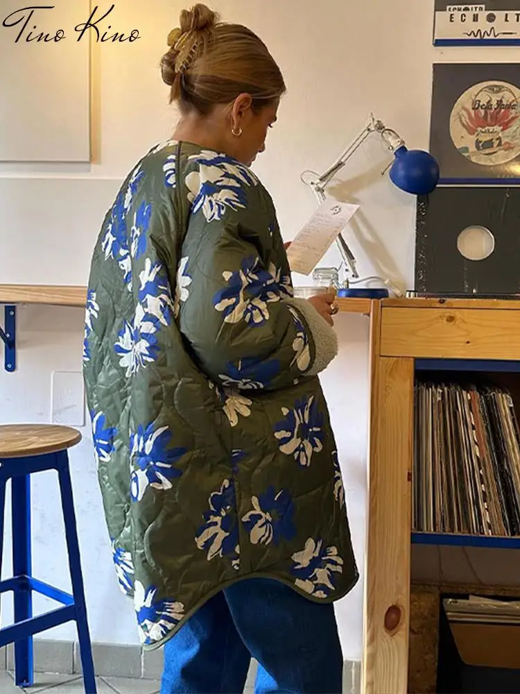 Print Jacket Women Thick Lambswool Long Sleeve Single Breasted Female Coat 2023 Autumn Winter New Big Pocket Lady Outwear smile